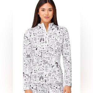 Krimson Klover Graffiti Top Baselayer  Women - White Sz XS 1/4 Zip